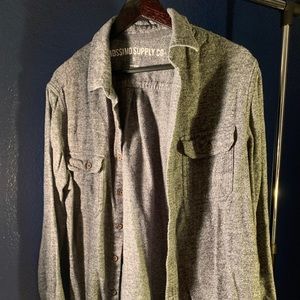 Comfy grey long sleeve flannel button down - XL